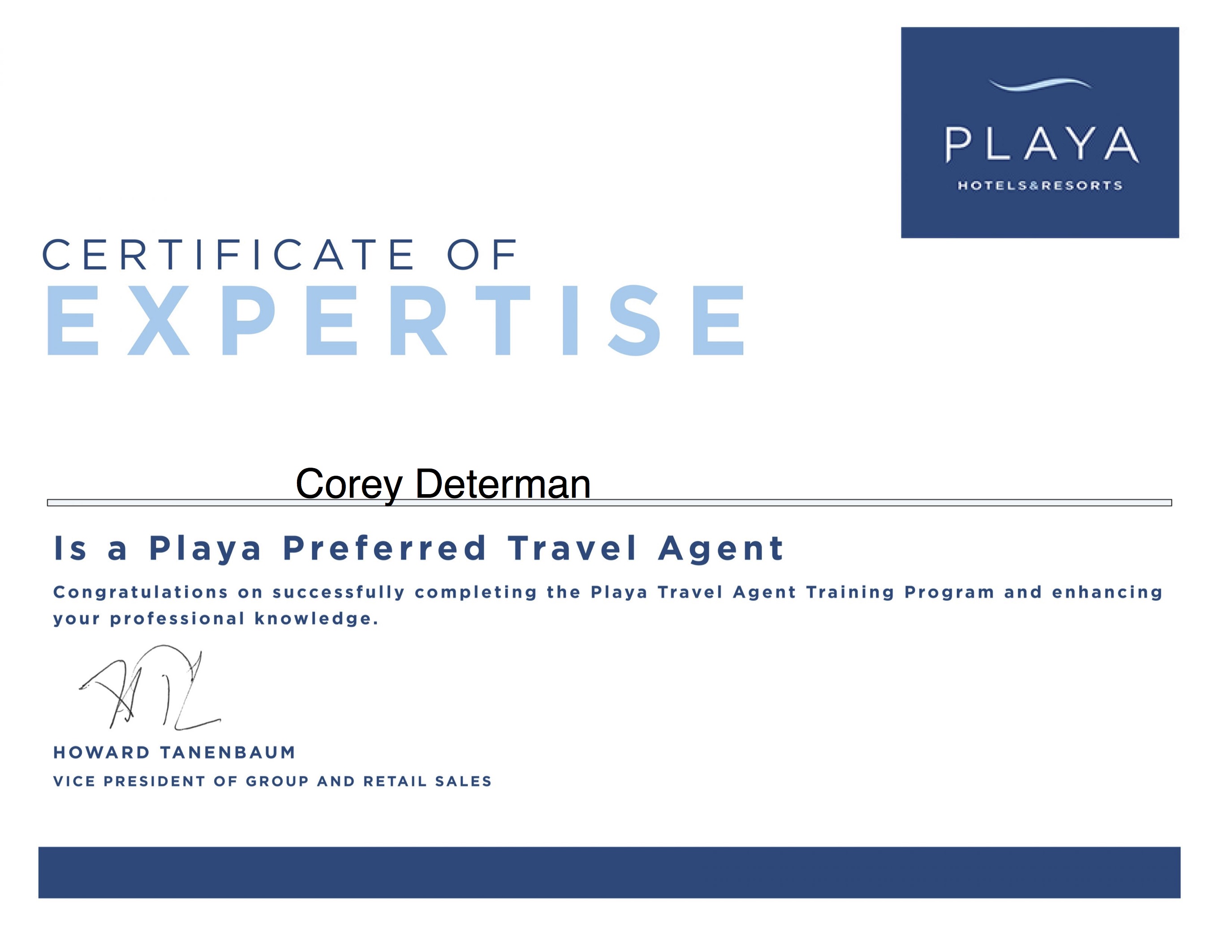 Playa Resorts Preferred Travel Agent